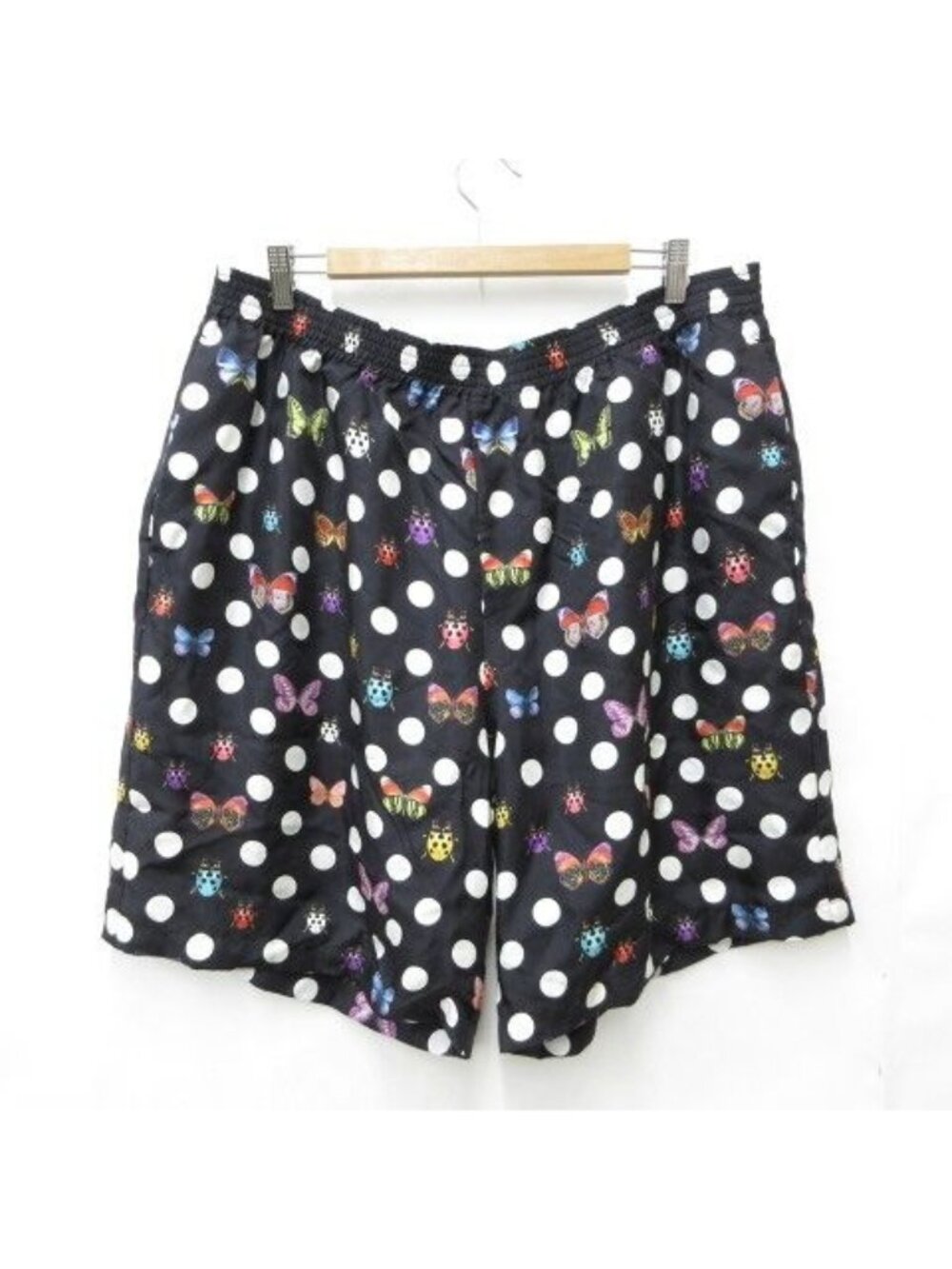 Versace Dua Lipa Pants Shorts Dot Pattern All Over Butterfly Ladybug Silk Black